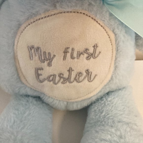 My First Easter Bunny KellyBabyToy - Blue & Cream Plush, Rattle, Baby Safe - Picture 2 of 5